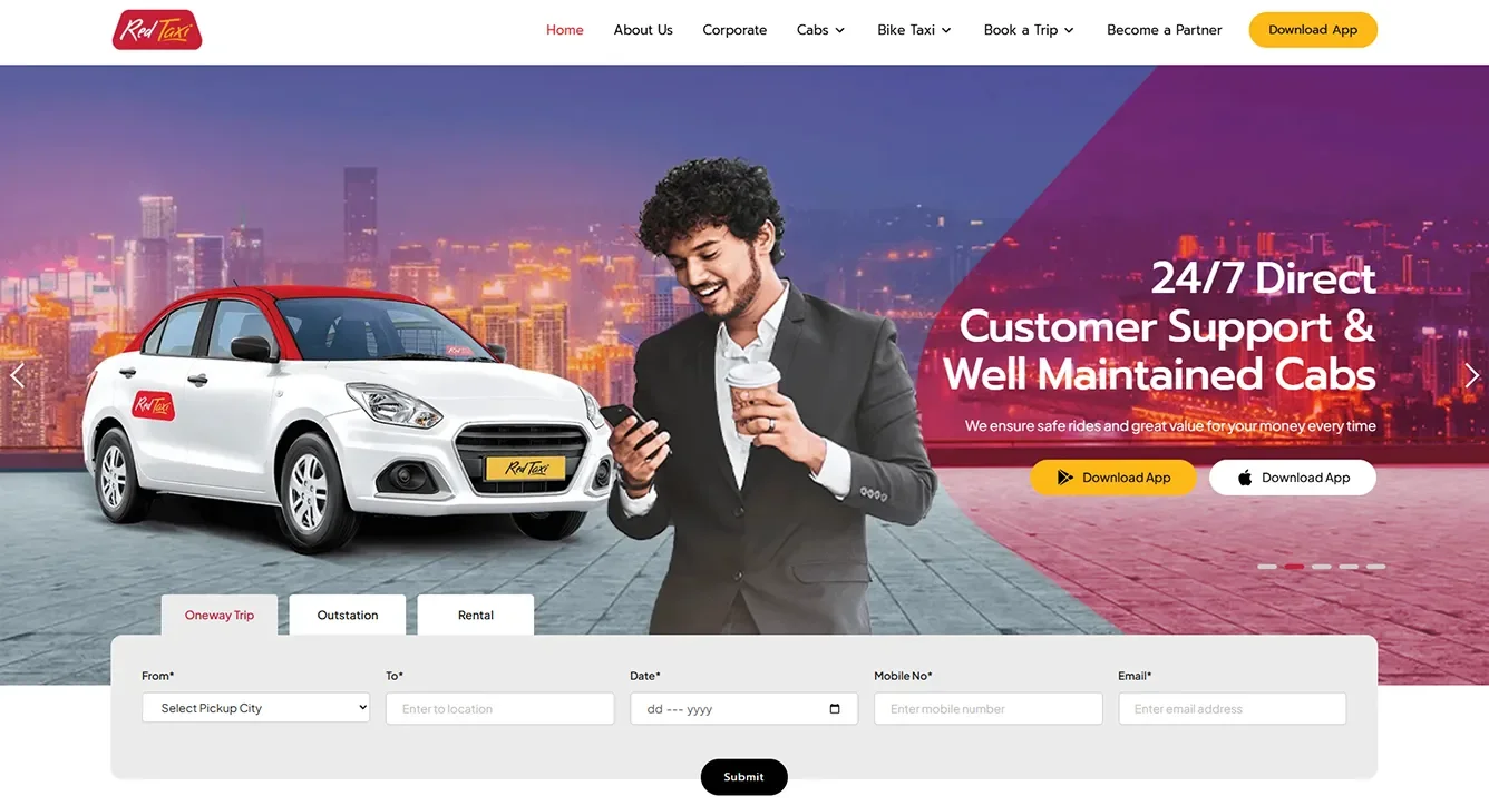 The redesigned Red Taxi platform