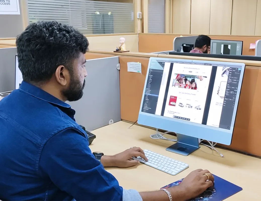 Marketing team working together