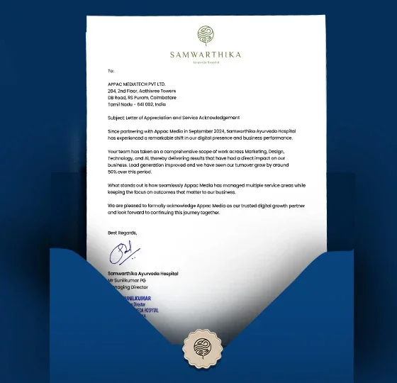 Letter of appreciation from Samwarthika