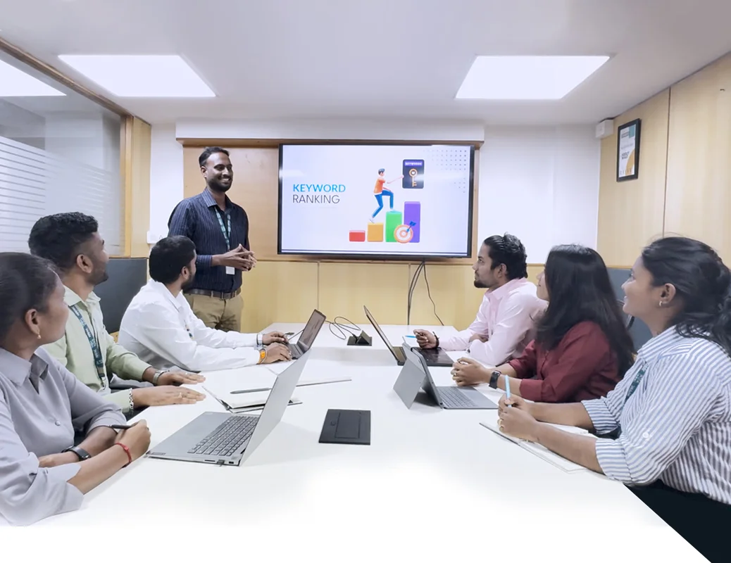Marketing team working together