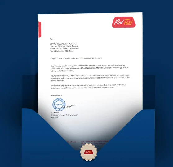 Letter of appreciation from Mr. Deepak Unjanai