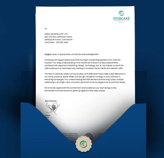 Letter of appreciation from Mr. Satya